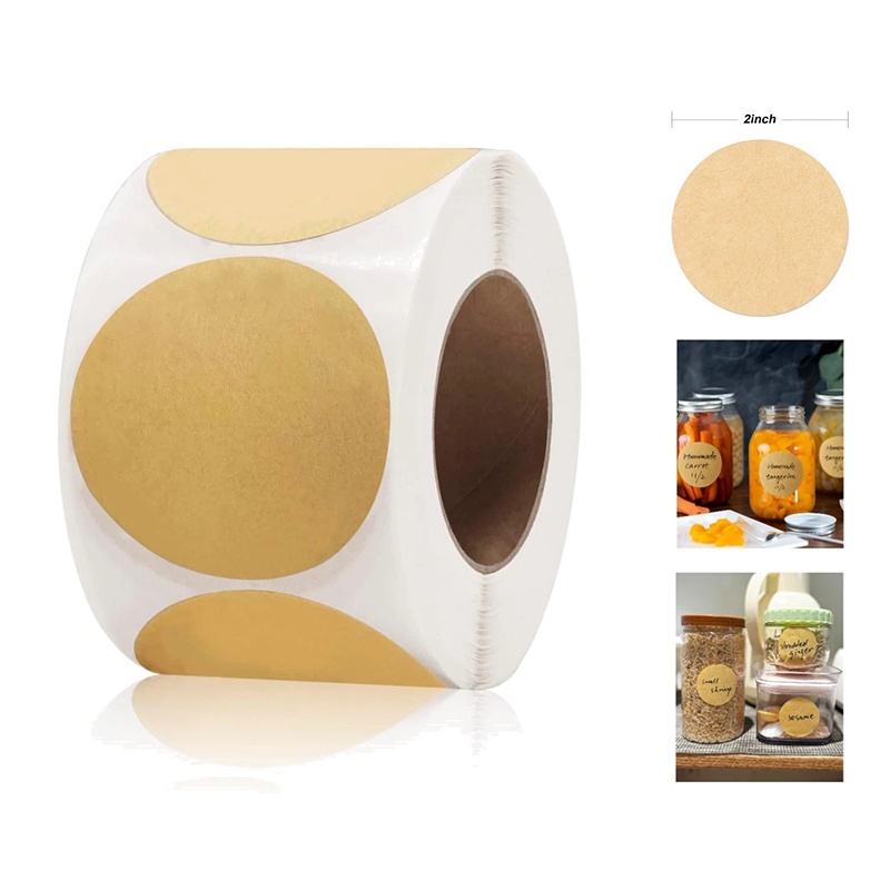 Kitchen.Baking Labels - 1Roll Stickers Round Blank Self-adhesive Kraft