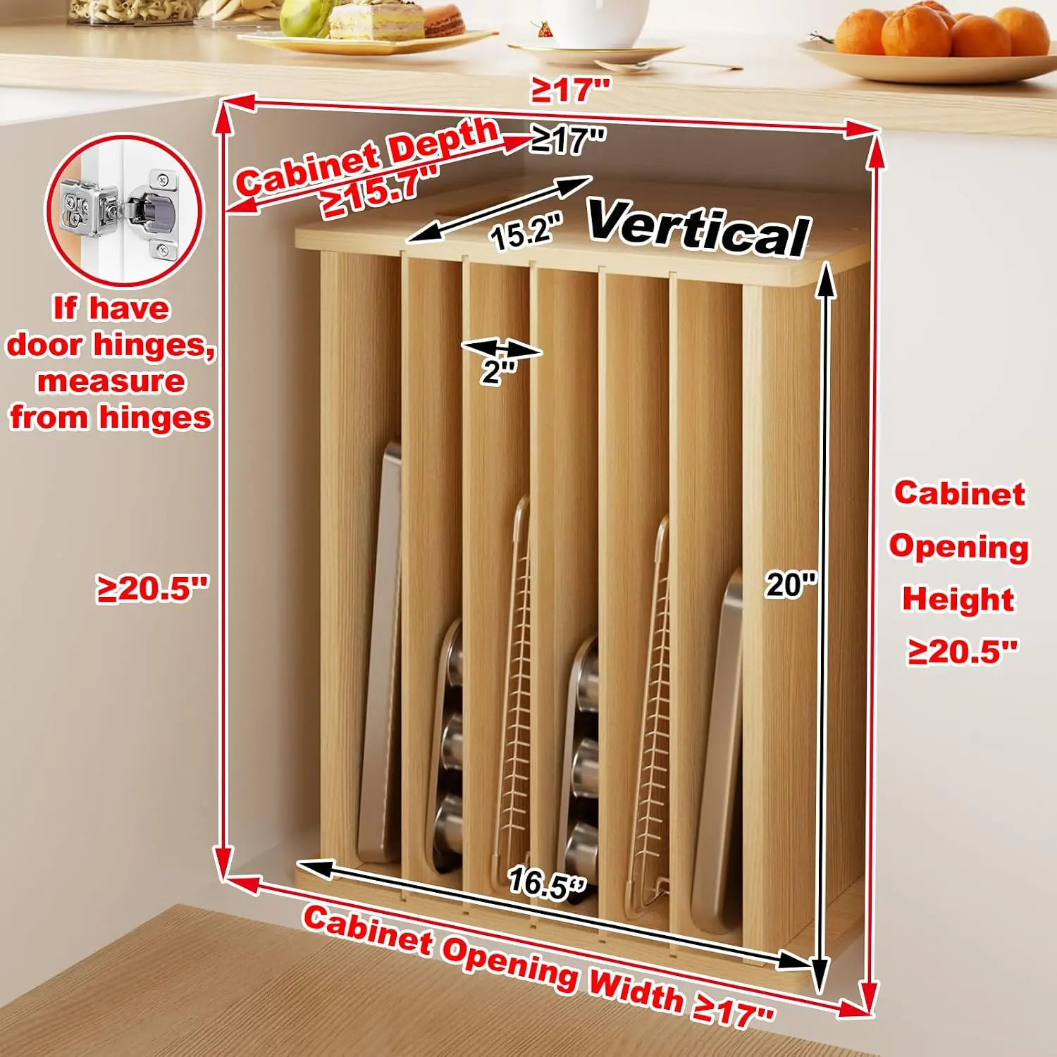 7 Tier Wooden Tray Dividers fo - Kitchen Baking Sheet Organizer ulasan dan harga