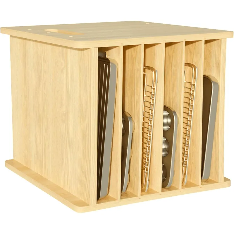 7 Tier Wooden Tray Dividers fo - Kitchen Baking Sheet Organizer ulasan dan harga