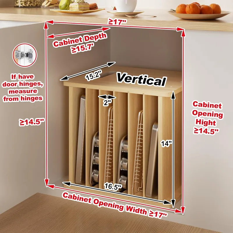 7 Tier Wooden Tray Dividers fo - Kitchen Baking Sheet Organizer ulasan dan harga