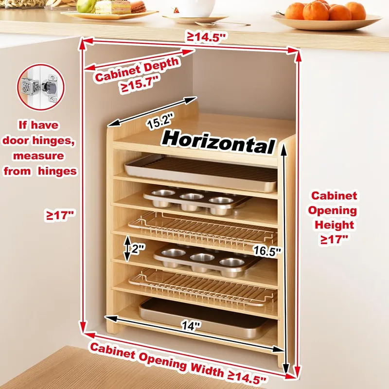 7 Tier Wooden Tray Dividers fo - Kitchen Baking Sheet Organizer ulasan dan harga