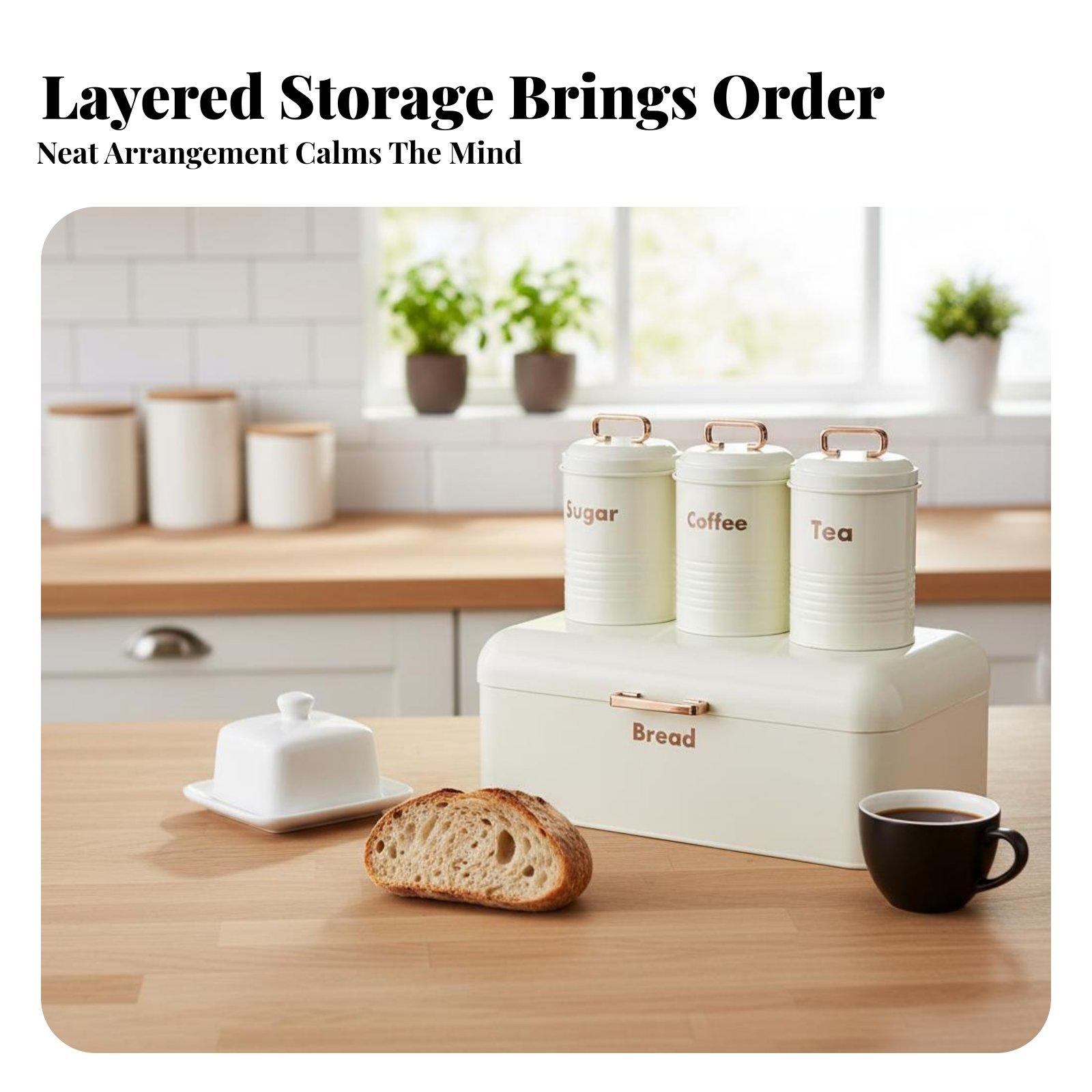 Metal Bread Box for Kitchen wi - Kitchen Baking Canisters ulasan dan harga